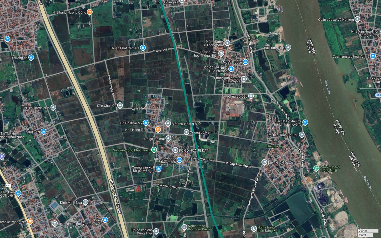 Hành lang metro số 12 Hà Nội cắt trục Bộ Đầu - Vạn Điểm giữa hai nghĩa trang thôn, khu Phố Điền Trang và Phố Nông Trang